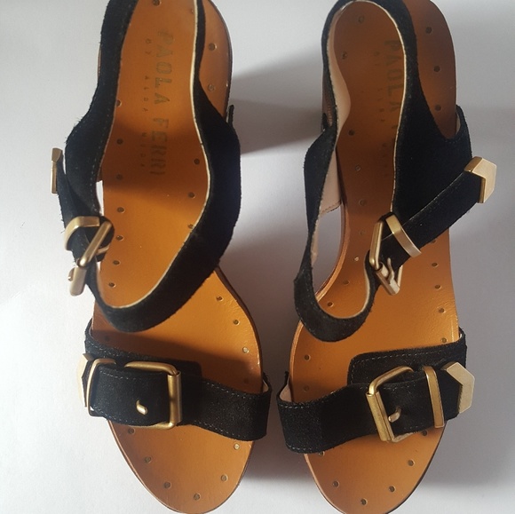 NEW Paola Ferri by Alba Moda suede chunk sandal - Picture 3 of 6